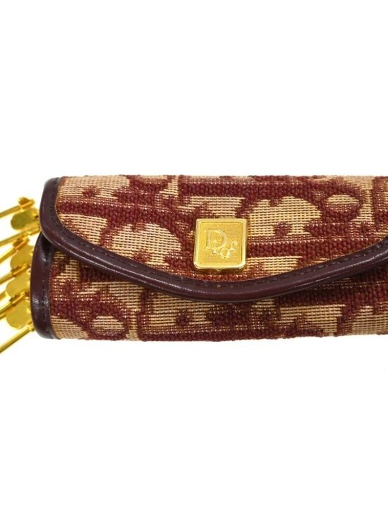 Christian Dior Trotter Key Case Bordeaux Canvas Small Good